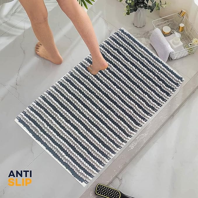 2 Piece Amalfi Super Soft Absorbent Bath Mat Set Jumbo Plush Cotton Pedestal Bath Rug with Modern Design for Bathroom