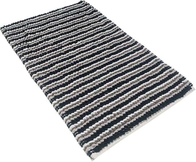 2 Piece Amalfi Super Soft Absorbent Bath Mat Set Jumbo Plush Cotton Pedestal Bath Rug with Modern Design for Bathroom