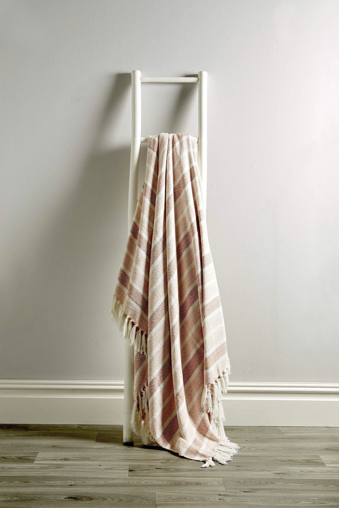 Stripe Handwoven Pure Cotton Throw Blanket with Tassels Eco-Friendly