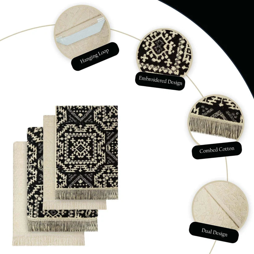 4 Piece Moroccan Towel Set 100% Cotton 500GSM High Absorbency