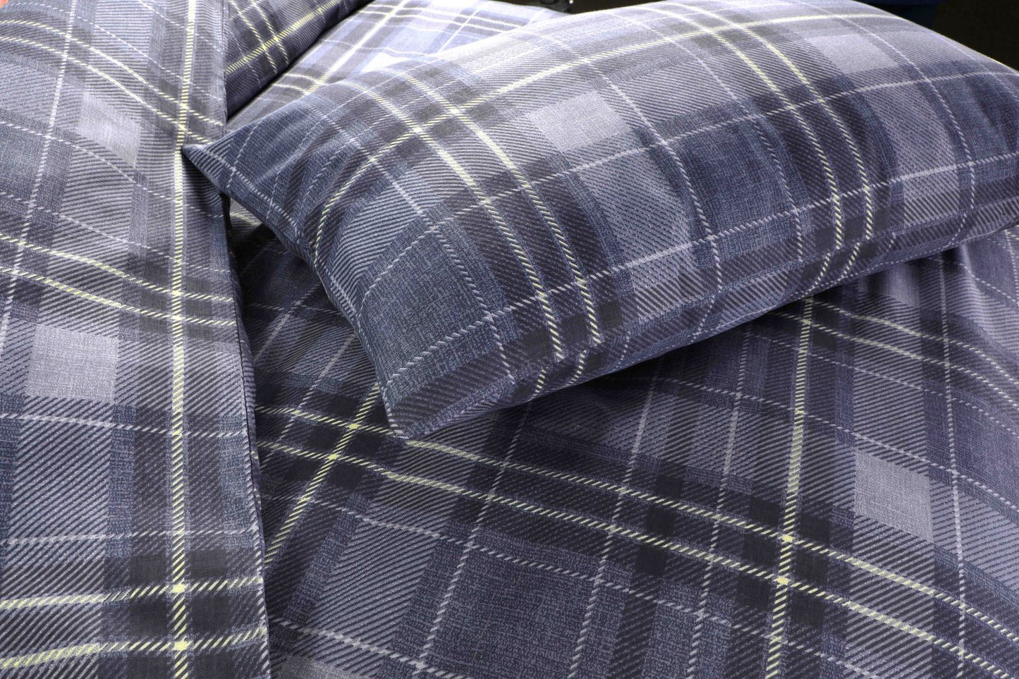 Wesley Indigo Check Printed Duvet Set