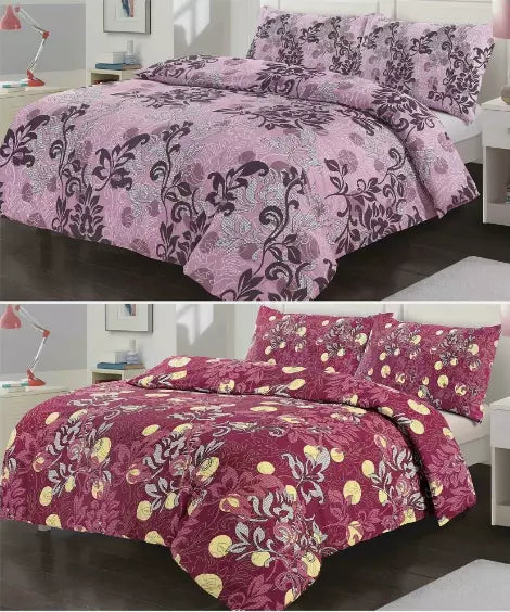 Amelia Floral Reversible Duvet Cover & Pillowcases Bed Set in all sizes