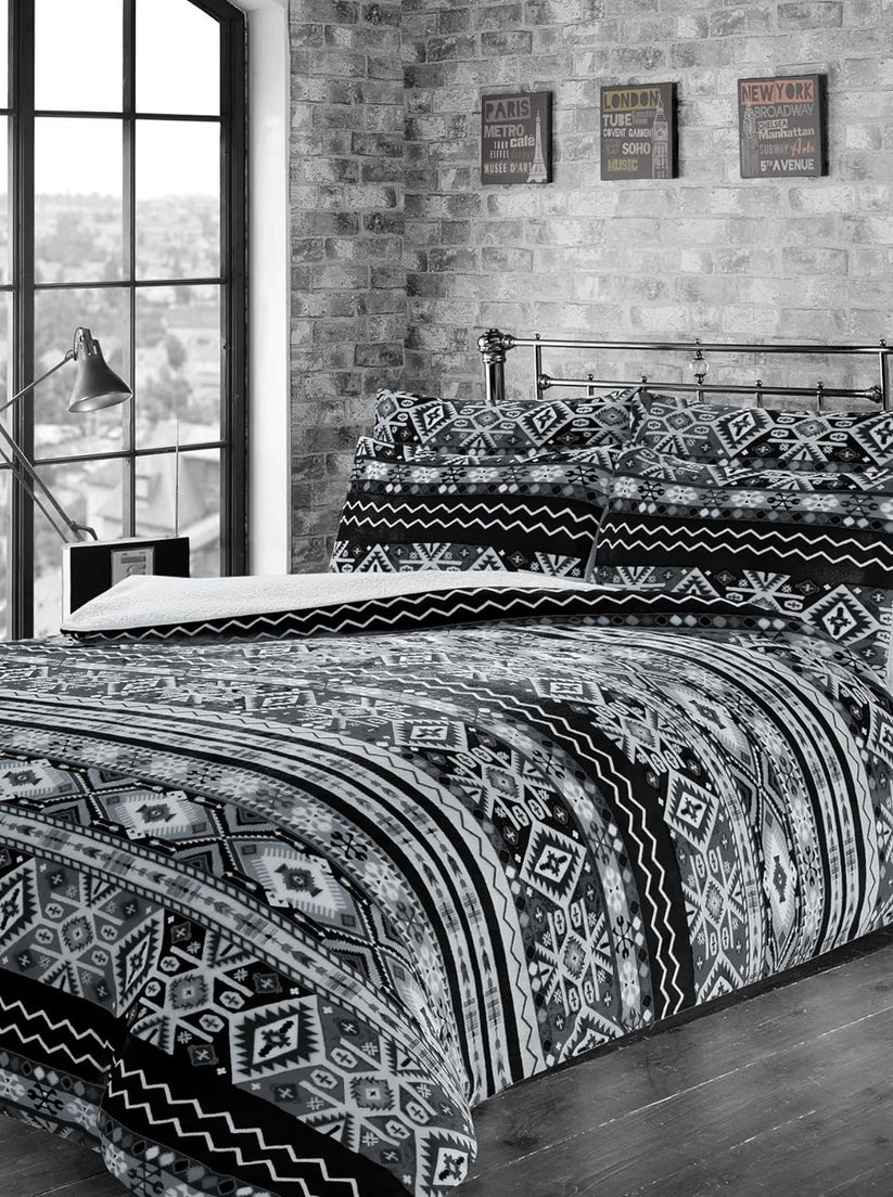 Aztec Print Teddy Fleece Duvet Set