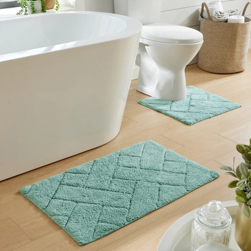 Bali Bath Mat & Pedestal Set Luxurious Super Absorbent Extra-Soft Cotton Mats