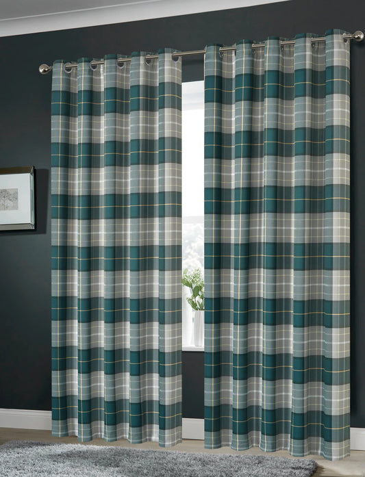 Blackout Thermal Curtains with Check and Marble Design Energy Saving Light Blocking Panels Multiple Sizes and Colours