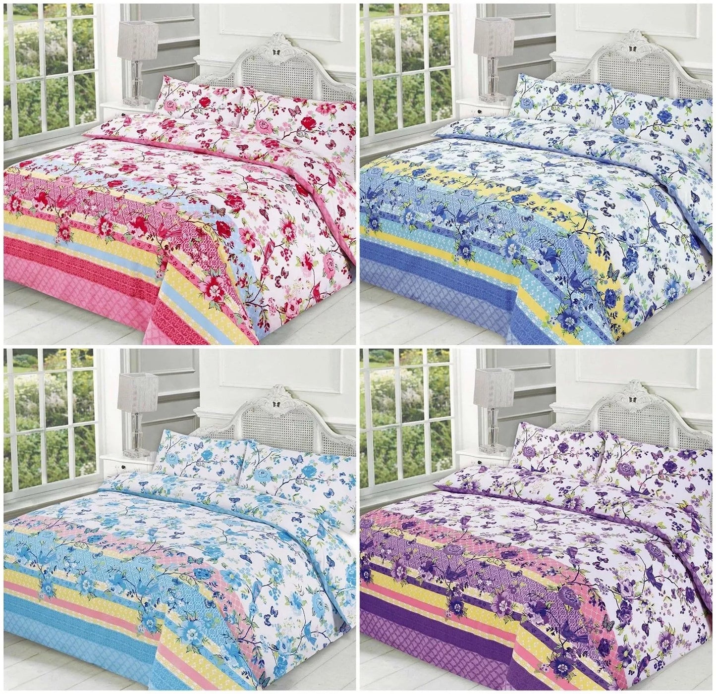 BLOSSOM Flowery DUVET COVER with Pillowcases ~ Floral Printed Quilt Cover Set