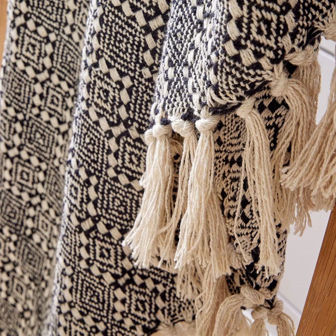 Casablanca Elegant Check Design Super Soft Lightweight Recycled Cotton Throw