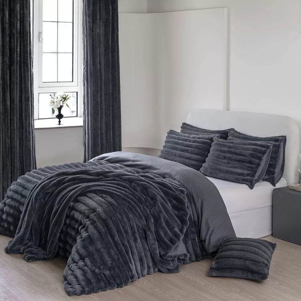 Big Cord Style Teddy Fleece Duvet Covers Soft Thermal Bedding / Throw / Curtains