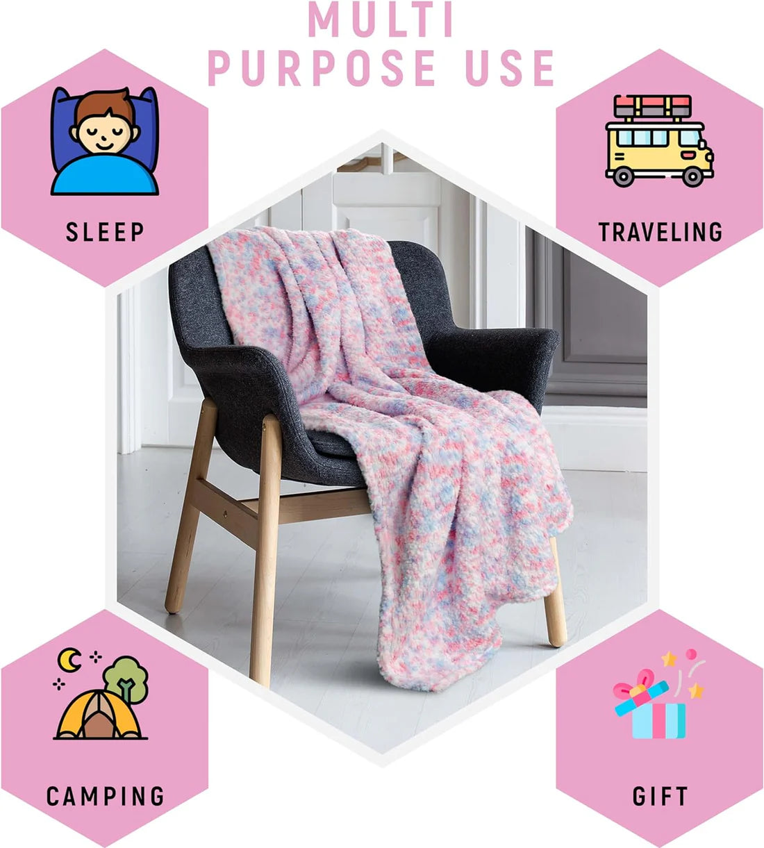 Colourful Super Soft Kids Rainbow Blanket Large Thick Teddy Fleece Throw