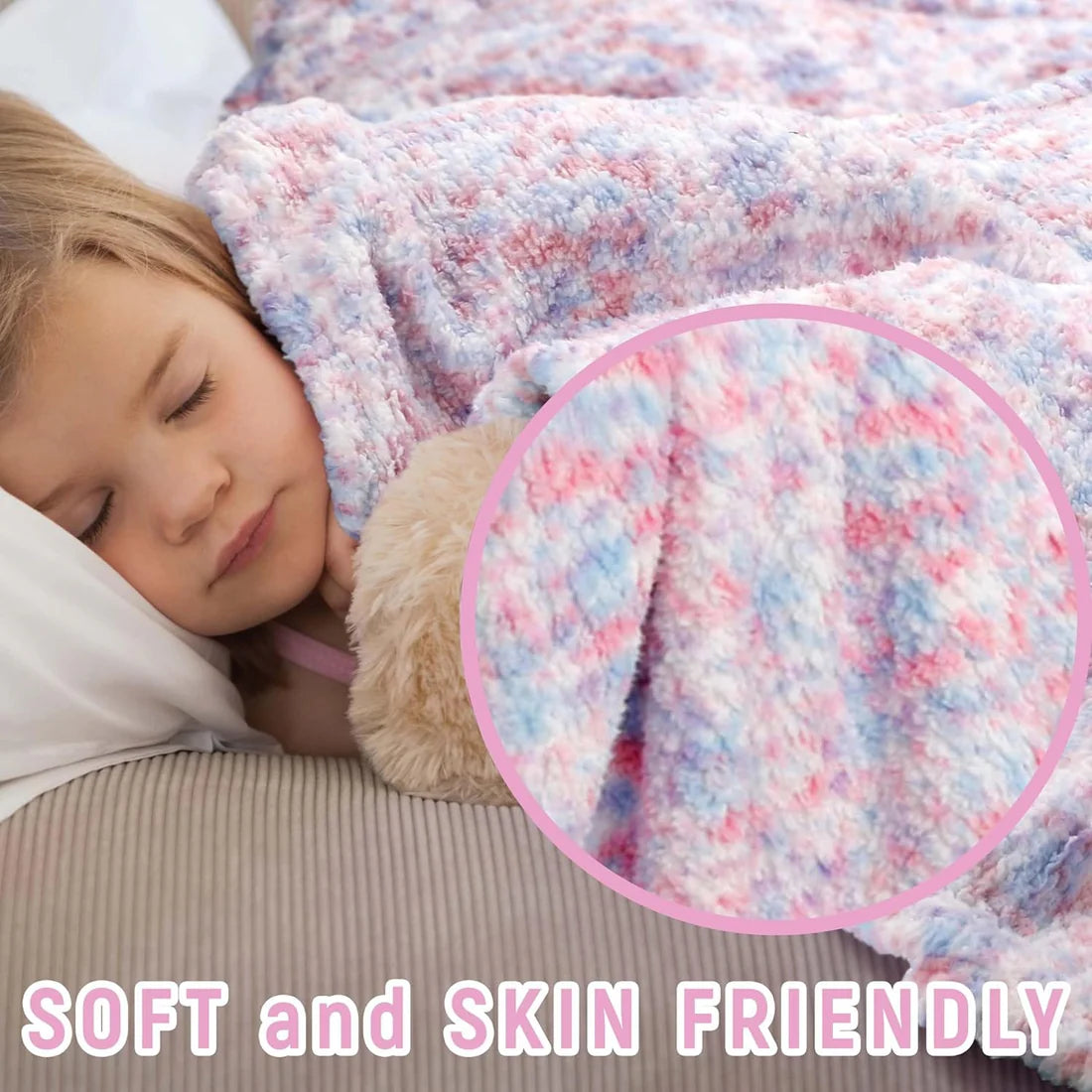 Colourful Super Soft Kids Rainbow Blanket Large Thick Teddy Fleece Throw