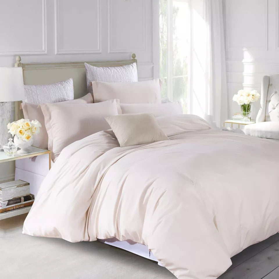 Plain Quilt Duvet Cover Bedding Set Pillowcase Pair Single Double King S King