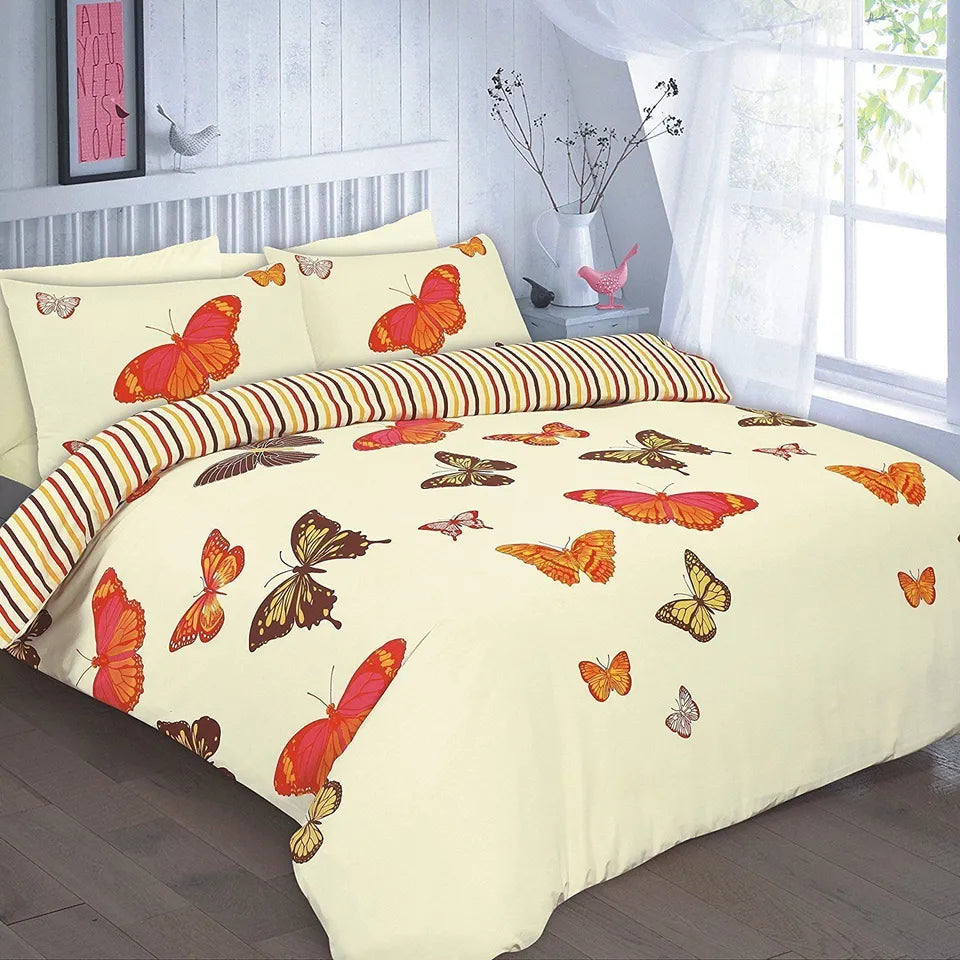 Beautiful ELSA Butterfly Duvet Cover with Pillowcases Reversible Bedding Set