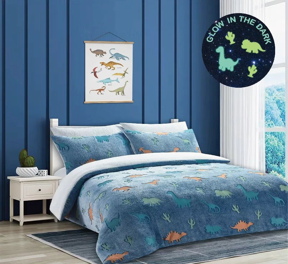 Teddy Fleece Glow In The Dark Duvet Covers Soft Warm Kids Bedding / Blankets NZ