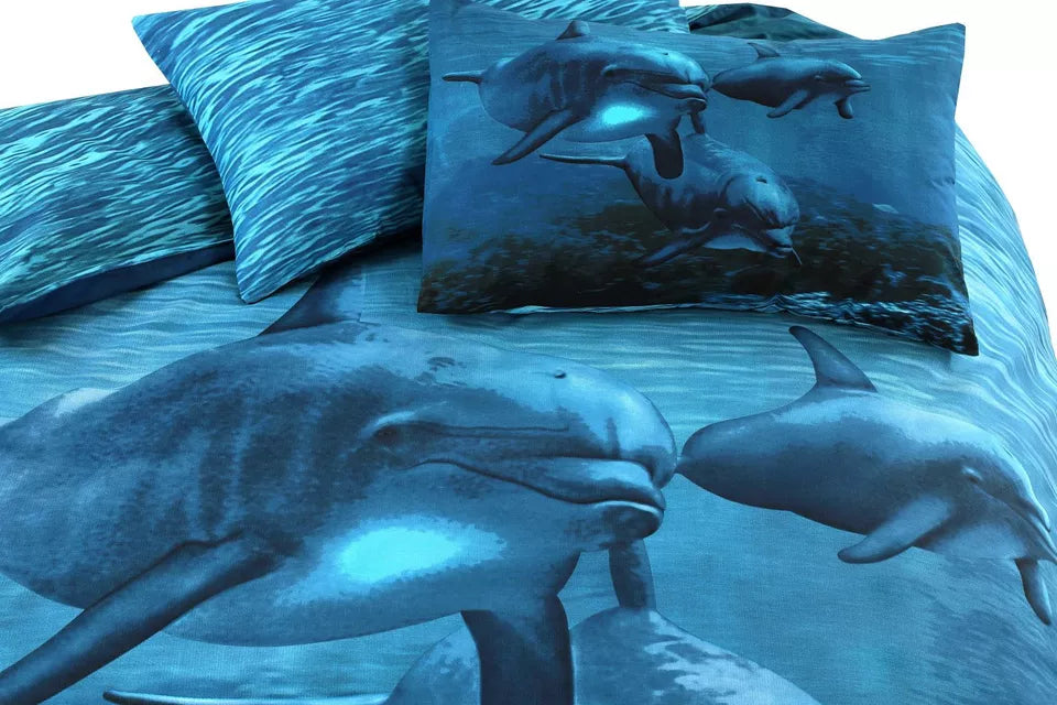 3D Dolphin Printed Duvet Cover Set 4 Sizes