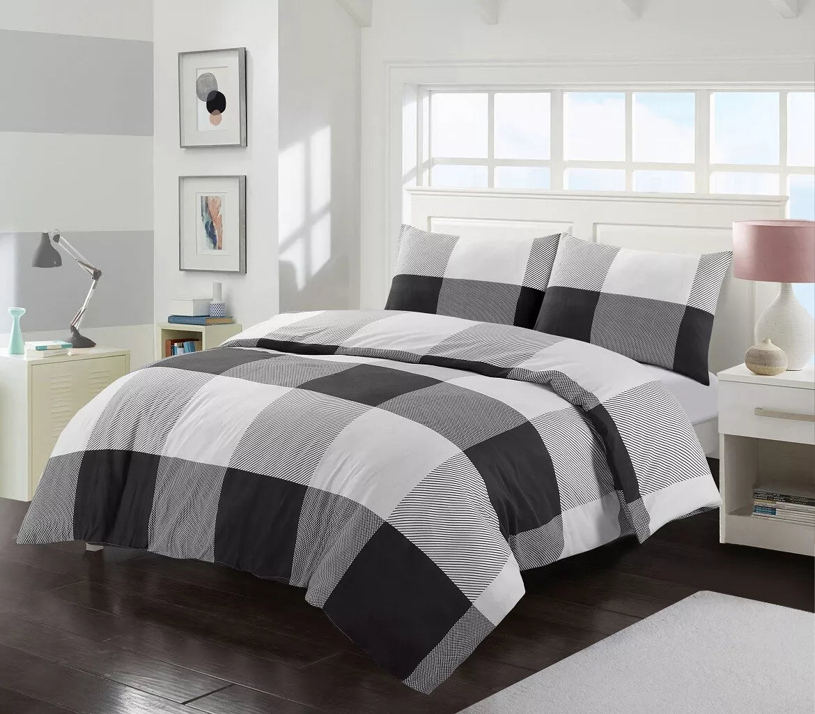 Larry Check Squares Duvet Cover Set 4 Sizes