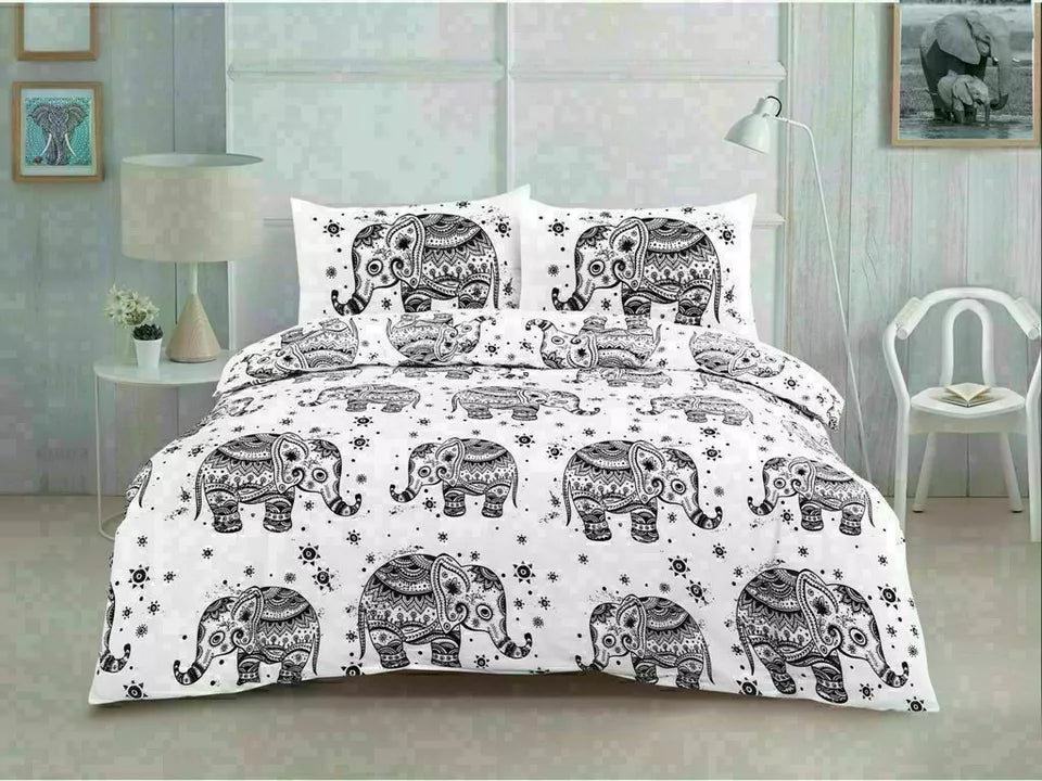 PRINTED DUVET COVER SET POLY COTTON QUILT BEDDING BEDROOM SETS DOUBLE KING SIZE