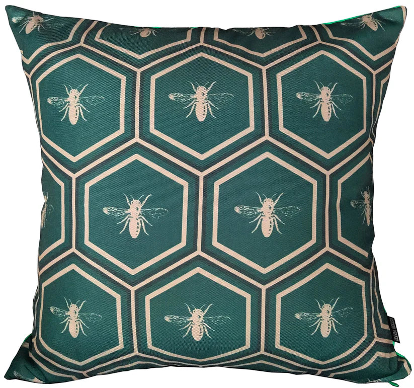 Emerald Bees Weather-Resistant Waterproof Outdoor Cushions for Patio Garden Sofa