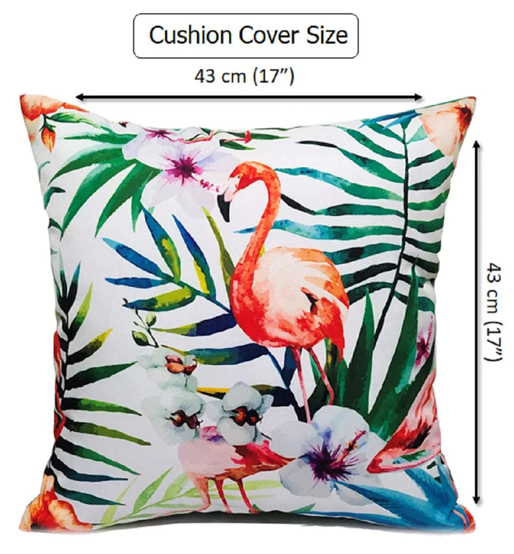 Flamingo Pattern Waterproof Outdoor & Indoor Cushions Hollowfibre Filled Weather-Resistant Decorative Patio Garden Cushions