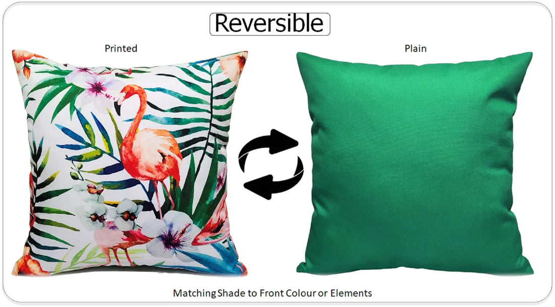 Flamingo Pattern Waterproof Outdoor & Indoor Cushions Hollowfibre Filled Weather-Resistant Decorative Patio Garden Cushions