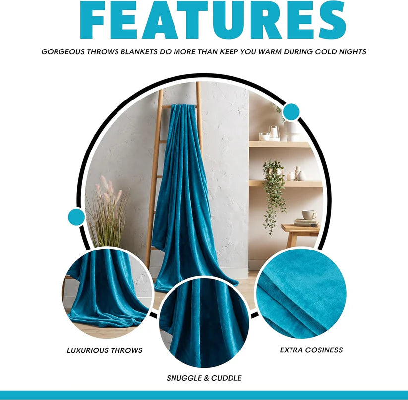 Flannel Ultra Soft Fleece Throw Blanket Super Warm Plush Lightweight All-Season Comfort
