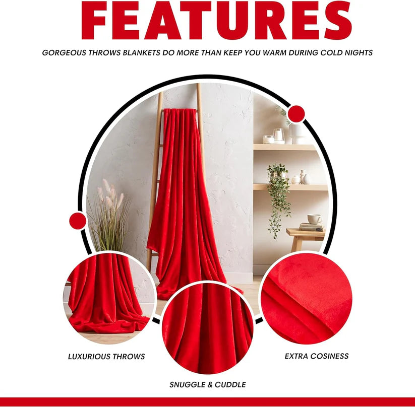 Flannel Ultra Soft Fleece Throw Blanket Super Warm Plush Lightweight All-Season Comfort
