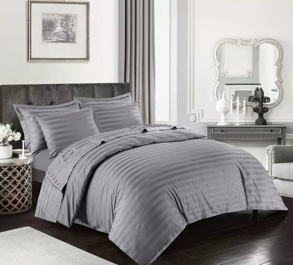 400 Thread Count Satin Stripe Egyptian Cotton Duvet Cover Set