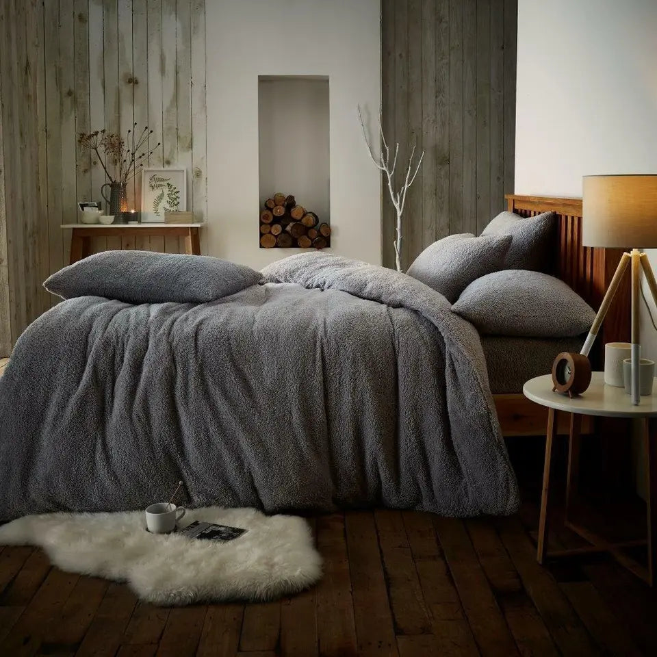 EXTRA DEEP 12"/30CM DEEP FITTED TEDDY BEAR FLEECE FITTED SHEETS OR DUVET SET