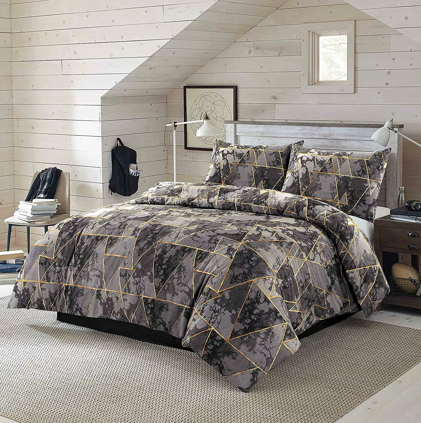 Arlo Triangles Geometric Printed Duvet Set 2 Colours