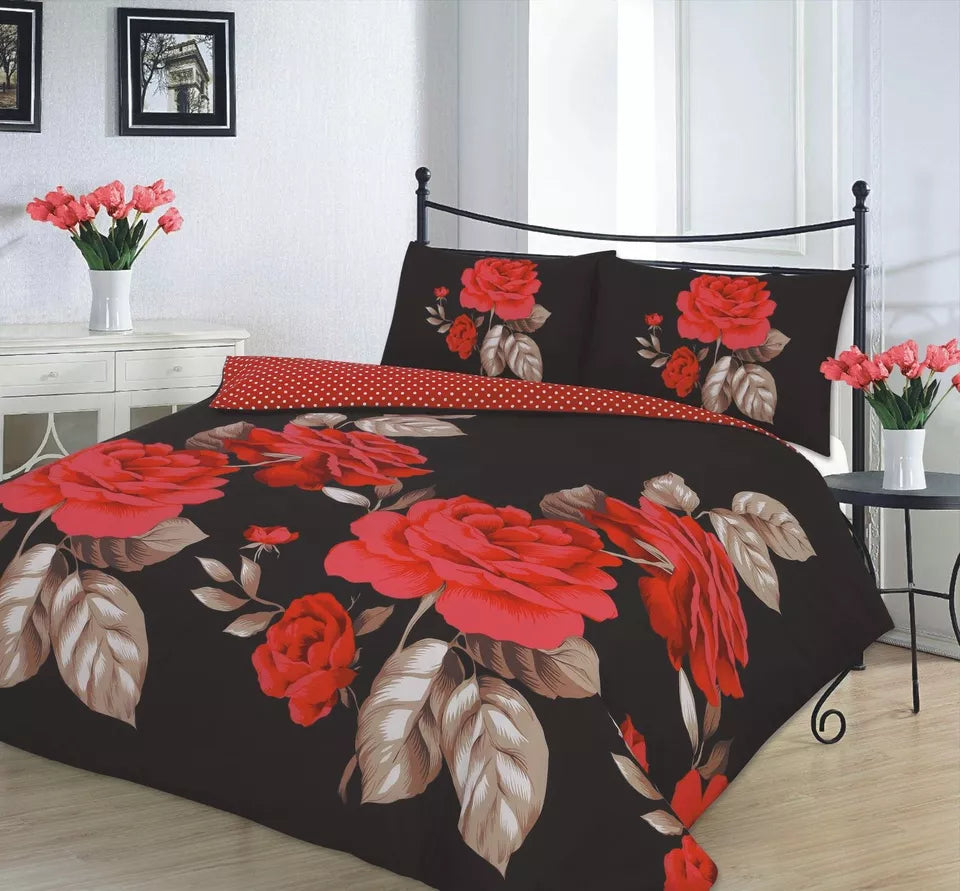 PRINTED DUVET COVER SET POLY COTTON QUILT BEDDING BEDROOM SETS DOUBLE KING SIZE