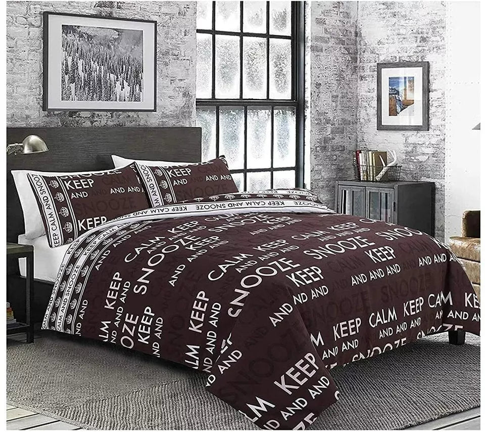 PRINTED DUVET COVER SET POLY COTTON QUILT BEDDING BEDROOM SETS DOUBLE KING SIZE