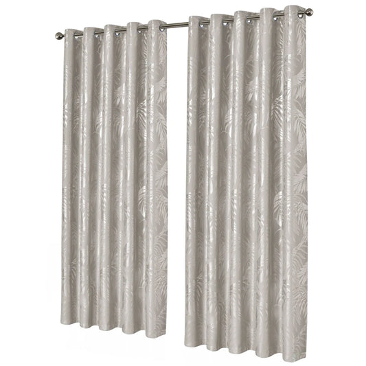 Leaf Natural Sparkle Blackout Curtains Super Soft Thermal Insulated Eyelet Drapes