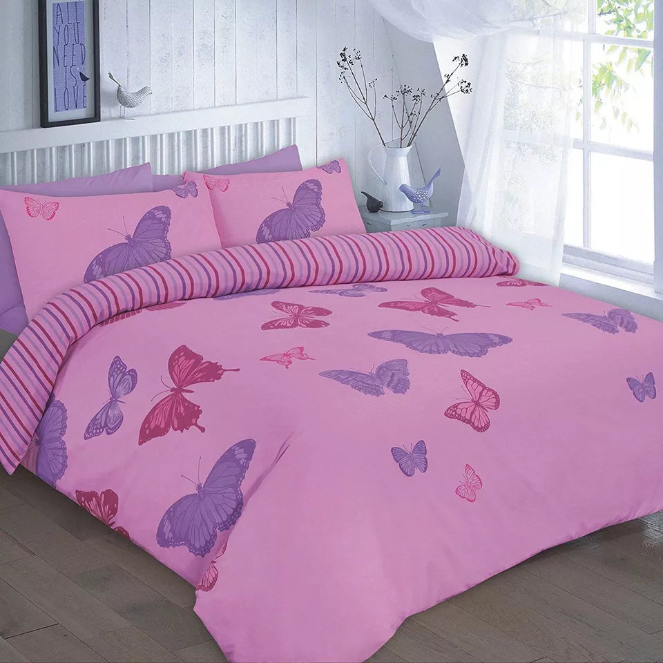 Beautiful ELSA Butterfly Duvet Cover with Pillowcases Reversible Bedding Set