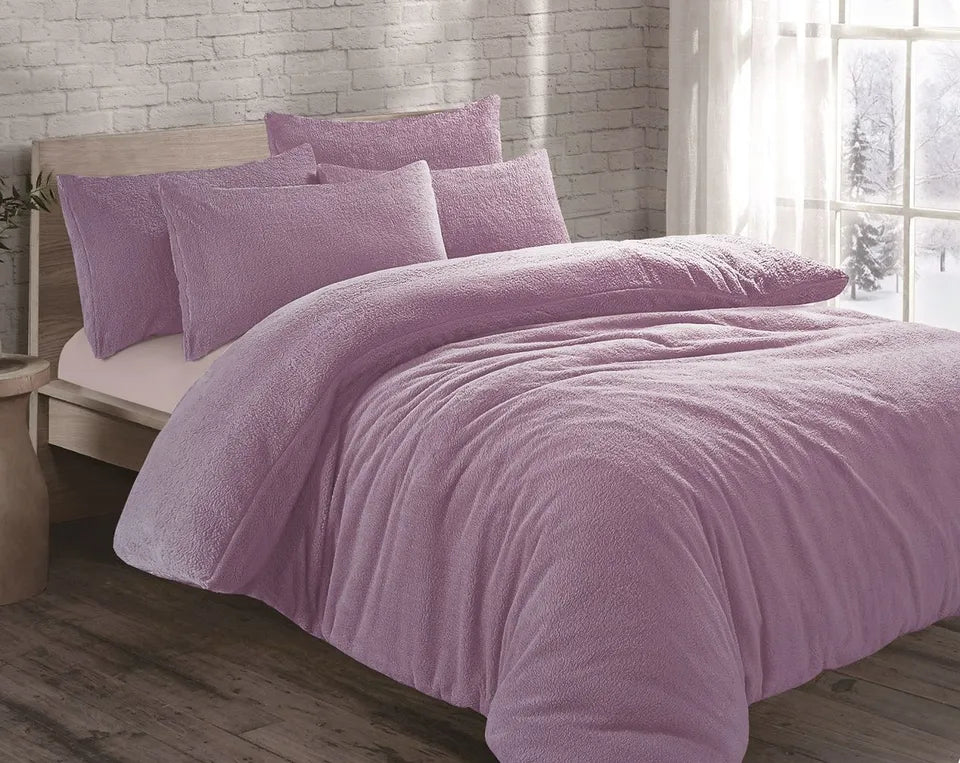 Teddy Fleece Duvet Cover Quilt Bedding Set with Pillow Case Warm & Cosy