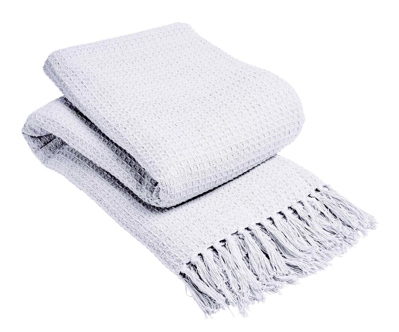 Lisbon Pure Indian Cotton Handwoven Honeycomb Throw Blanket Luxurious Soft and Elegant Design for Sofa Bed or Living Room Available in 10 Colours and Sizes