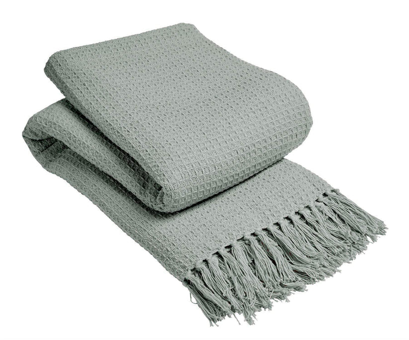 Lisbon Pure Indian Cotton Handwoven Honeycomb Throw Blanket Luxurious Soft and Elegant Design for Sofa Bed or Living Room Available in 10 Colours and Sizes