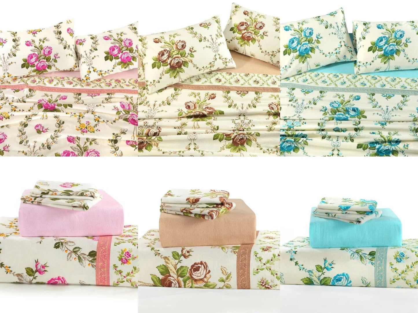 Olivia Flannelette 100% Brushed Cotton Sheet Set 3 Colours