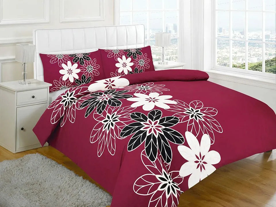 PRINTED DUVET COVER SET POLY COTTON QUILT BEDDING BEDROOM SETS DOUBLE KING SIZE