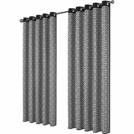 Milano Geometric Blackout Curtains Thermal Insulated Eyelet Pair Light-Blocking Window Drapes for Stylish Home Decor