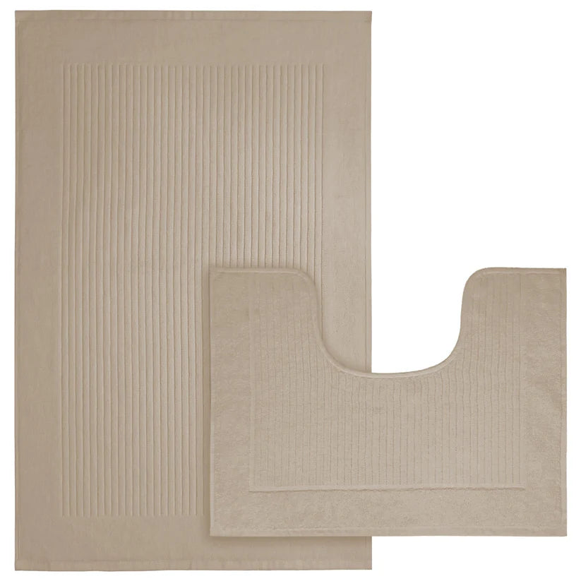2 Piece Monaco Non Slip Bath Mat and Pedestal Set Water Absorbent Bathroom Rug Set