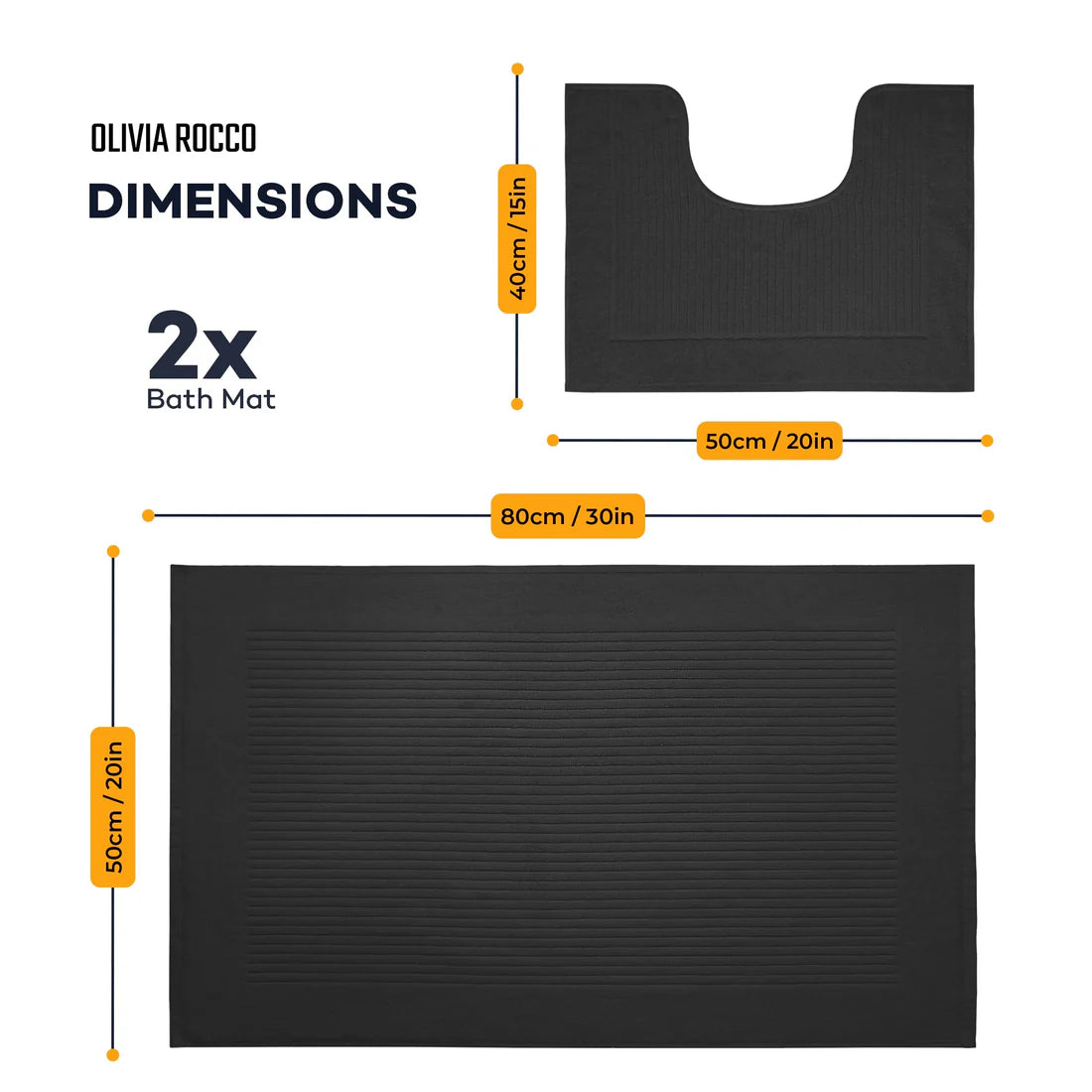 2 Piece Monaco Non Slip Bath Mat and Pedestal Set Water Absorbent Bathroom Rug Set