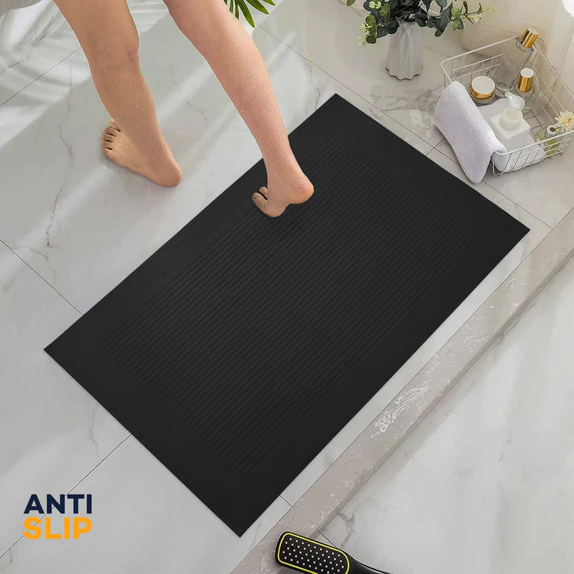 2 Piece Monaco Non Slip Bath Mat and Pedestal Set Water Absorbent Bathroom Rug Set