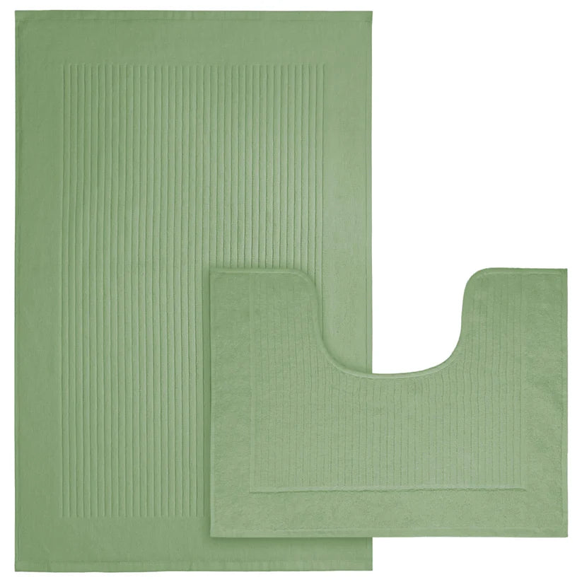 2 Piece Monaco Non Slip Bath Mat and Pedestal Set Water Absorbent Bathroom Rug Set