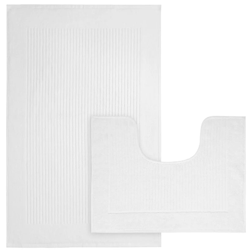 2 Piece Monaco Non Slip Bath Mat and Pedestal Set Water Absorbent Bathroom Rug Set