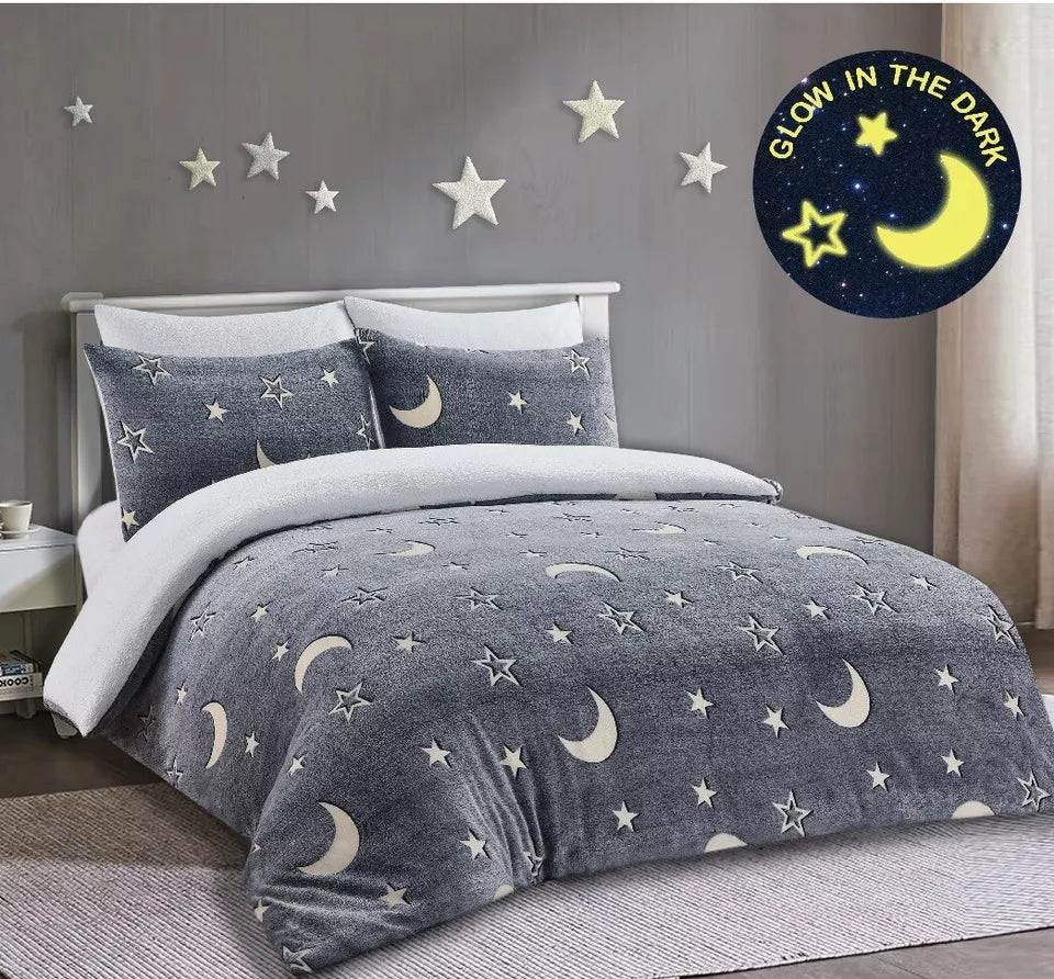 Teddy Fleece Glow In The Dark Duvet Covers Soft Warm Kids Bedding / Blankets NZ