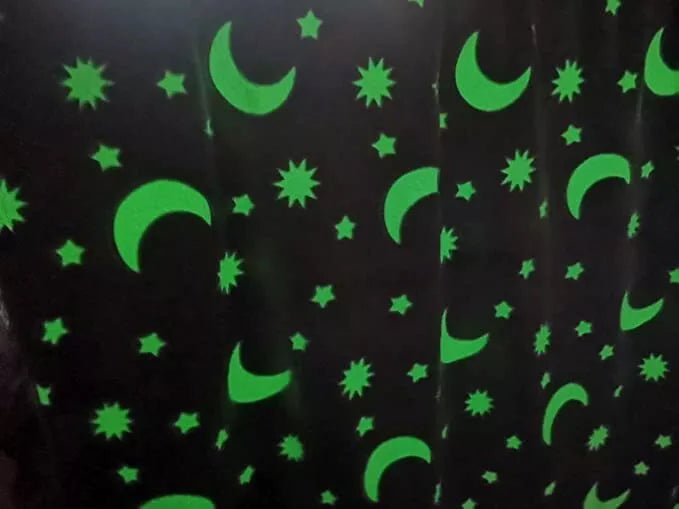 Glow In The Dark Throw Pink Moon & Stars Soft Cosy Fleece Kids Blanket Throw