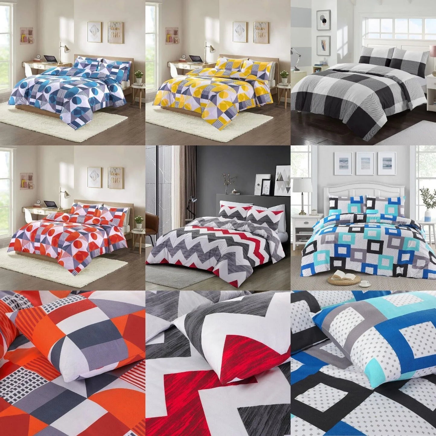 Reversible Multi Duvet Set Single Double King Size