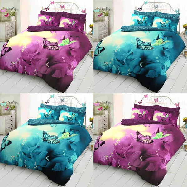 Night Zone Butterfly 3D Photographic Print Duvet Cover Set