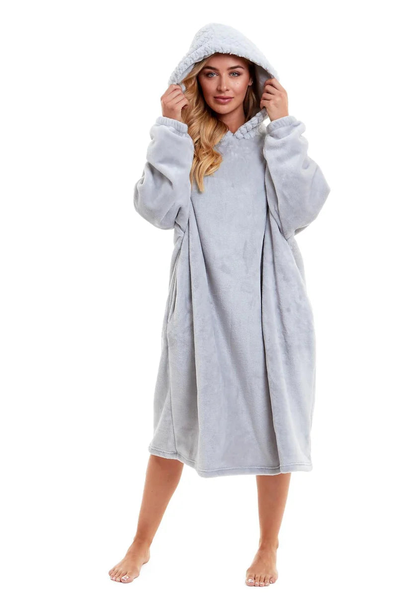 Oversized Women's Plush Hooded Poncho Blanket