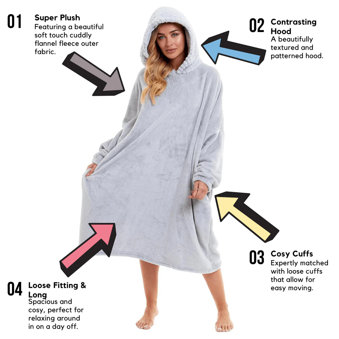 Oversized Women's Plush Hooded Poncho Blanket