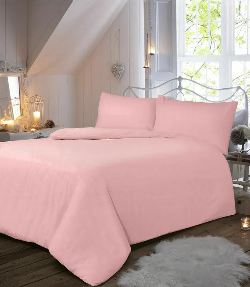 Flannelette 100% Brushed Cotton Duvet Quilt Cover Set All Sizes